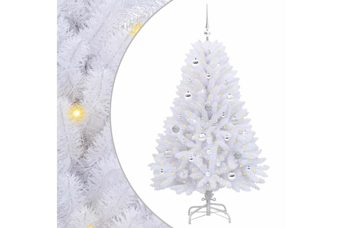 Vidaxl Artificial Hinged Christmas Tree White 150 Cm Pvc And Steel