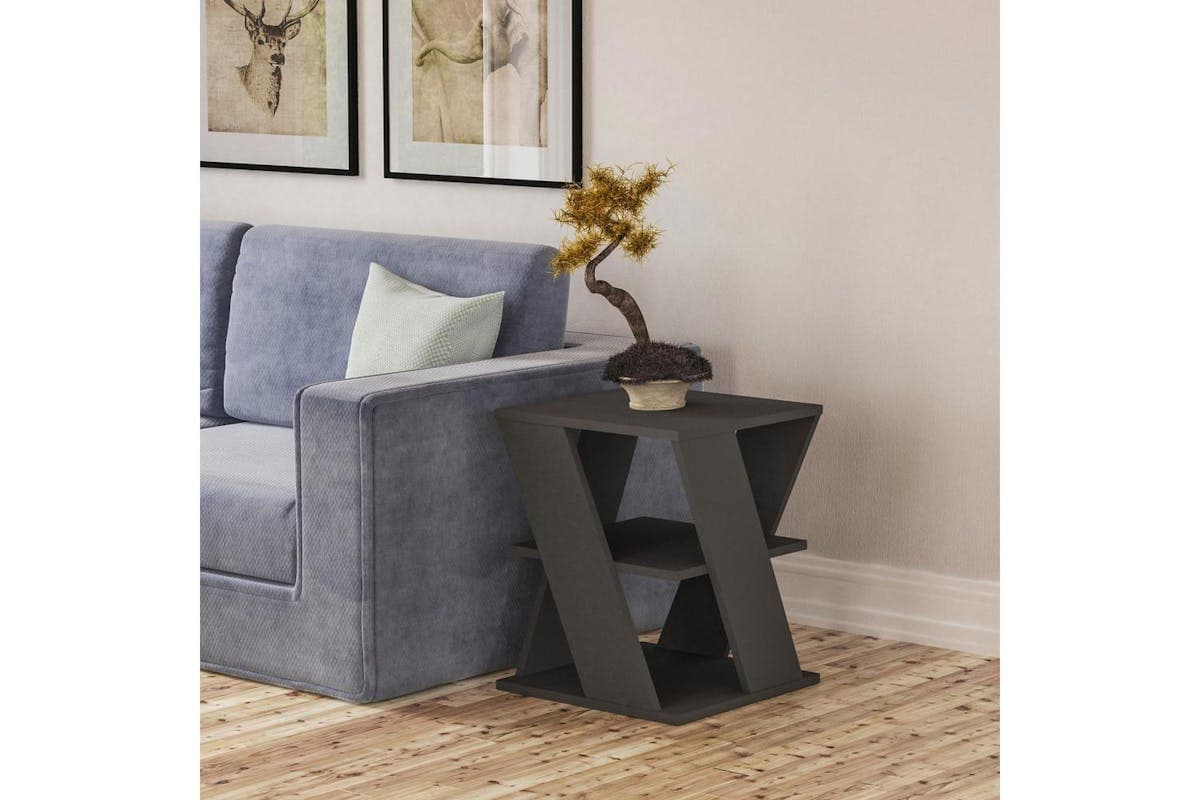 Decortie Cyclo Coffee Table | Side Table | Engineered Wood | Anthracite Grey | H 55cm