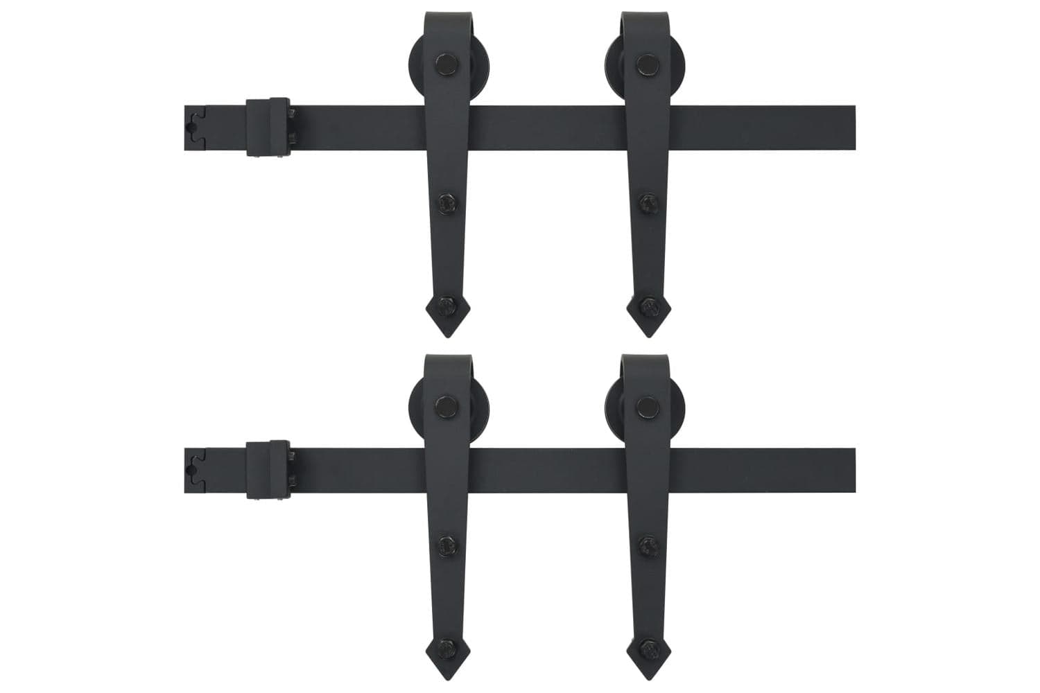 vidaXL 3059839 Sliding Door Hardware Kits 2 Pcs 200cm Steel Black