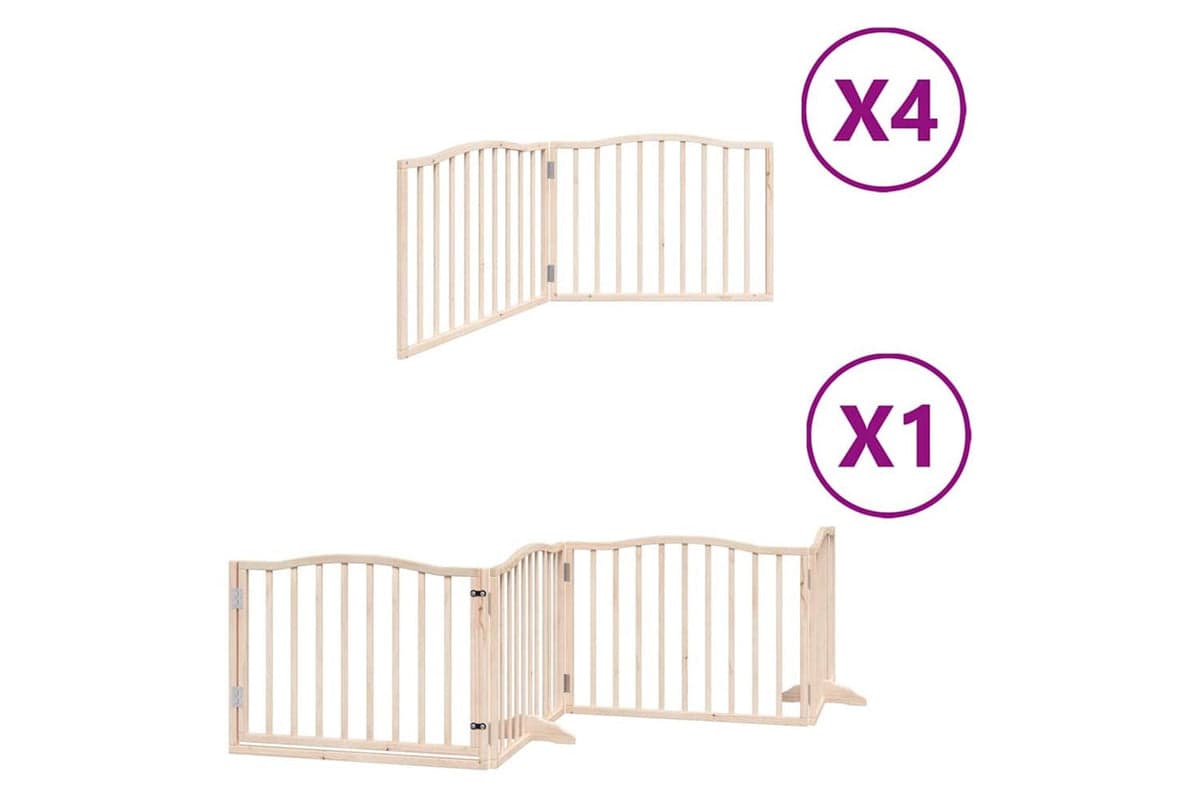 Vidaxl Dog Gate With Door Foldable 12 Panels 960 Cm Poplar Wood