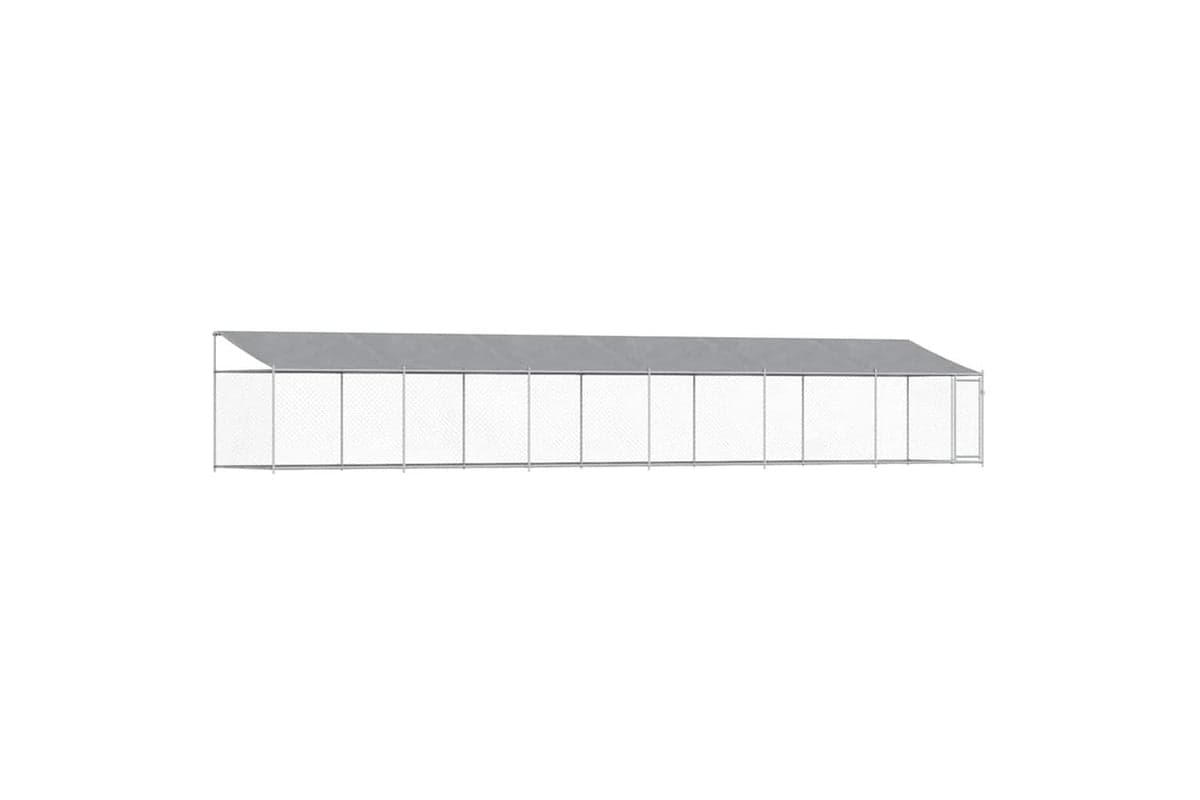 Vidaxl Dog Cage With Roof And Door Grey 12x2x2 M Galvanised Steel