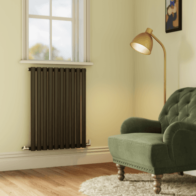 Sorrento Midnight Black Horizontal Oval Designer Radiator 800x590mm Single Panel 1947 BTU