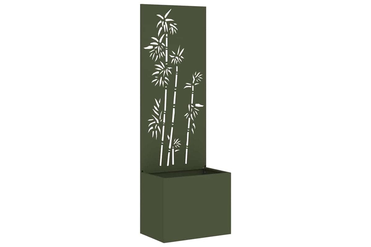 Garden Planter With Decorative Panel Olive Green 50 X 140 Cm