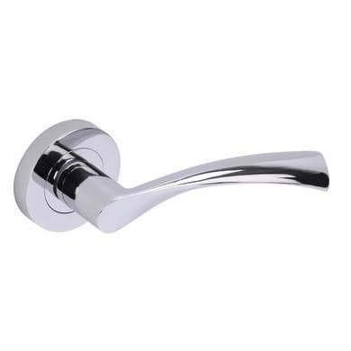Internal Silver Polished Chrome Lever Fire Door Handle with Latch and Hinges Pack - Rhine - XL Joinery