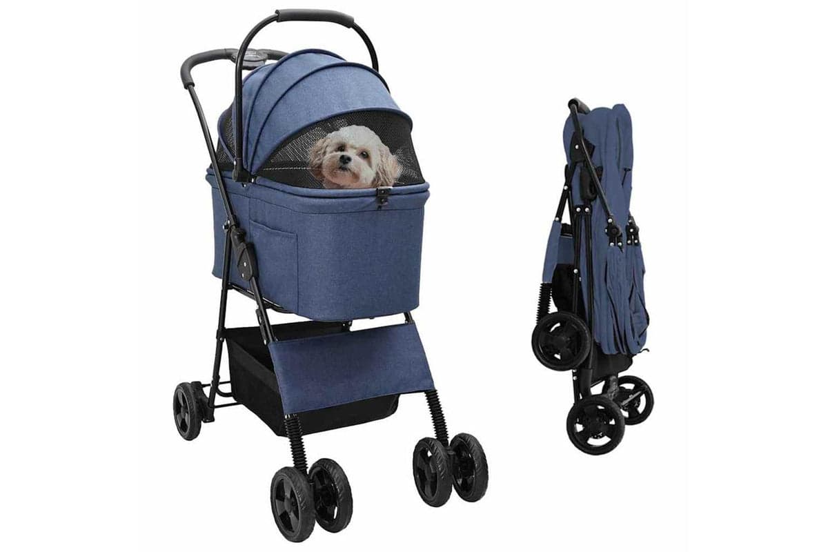 Vidaxl Folding Pet Stroller Blue 81 X 47 X 99 Cm 600d Oxford Fabric
