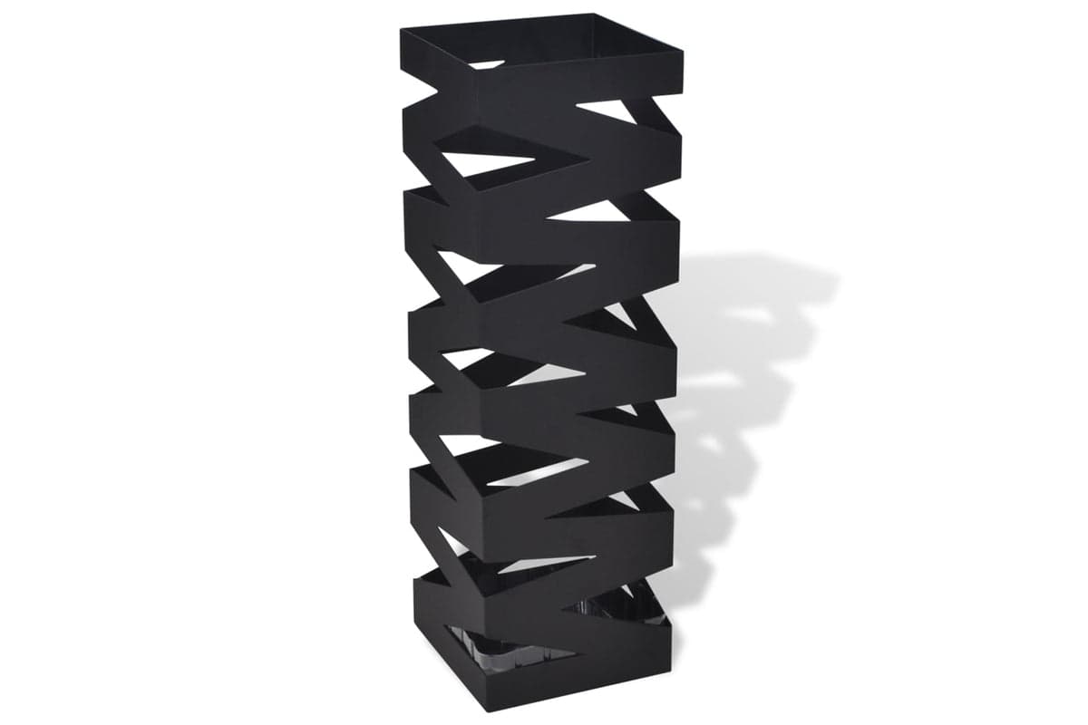 vidaXL 242469 Black Square Umbrella Stand Storage Holder Walking Stick Steel 48.5cm