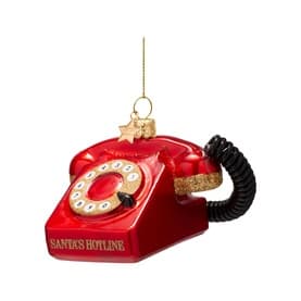 Opal Red Vintage Telephone Glass Tree Decoration 6cm