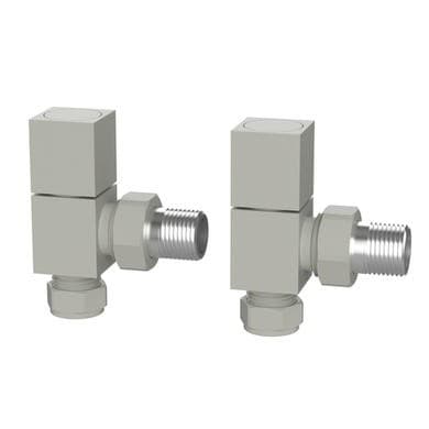 ONLY OPENED - Beige Square Manual Angled Radiator Valves – For Pipework Which Comes From The Wall