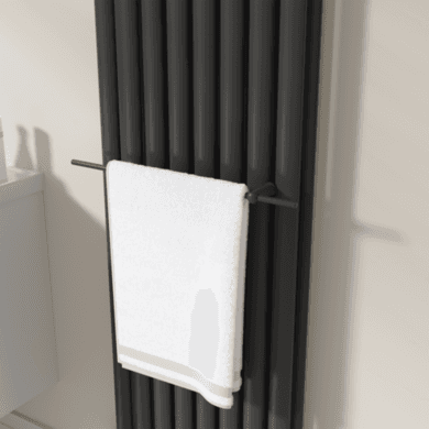 Black Designer Towel Holder for Steel & Electric Radiators - 520mm