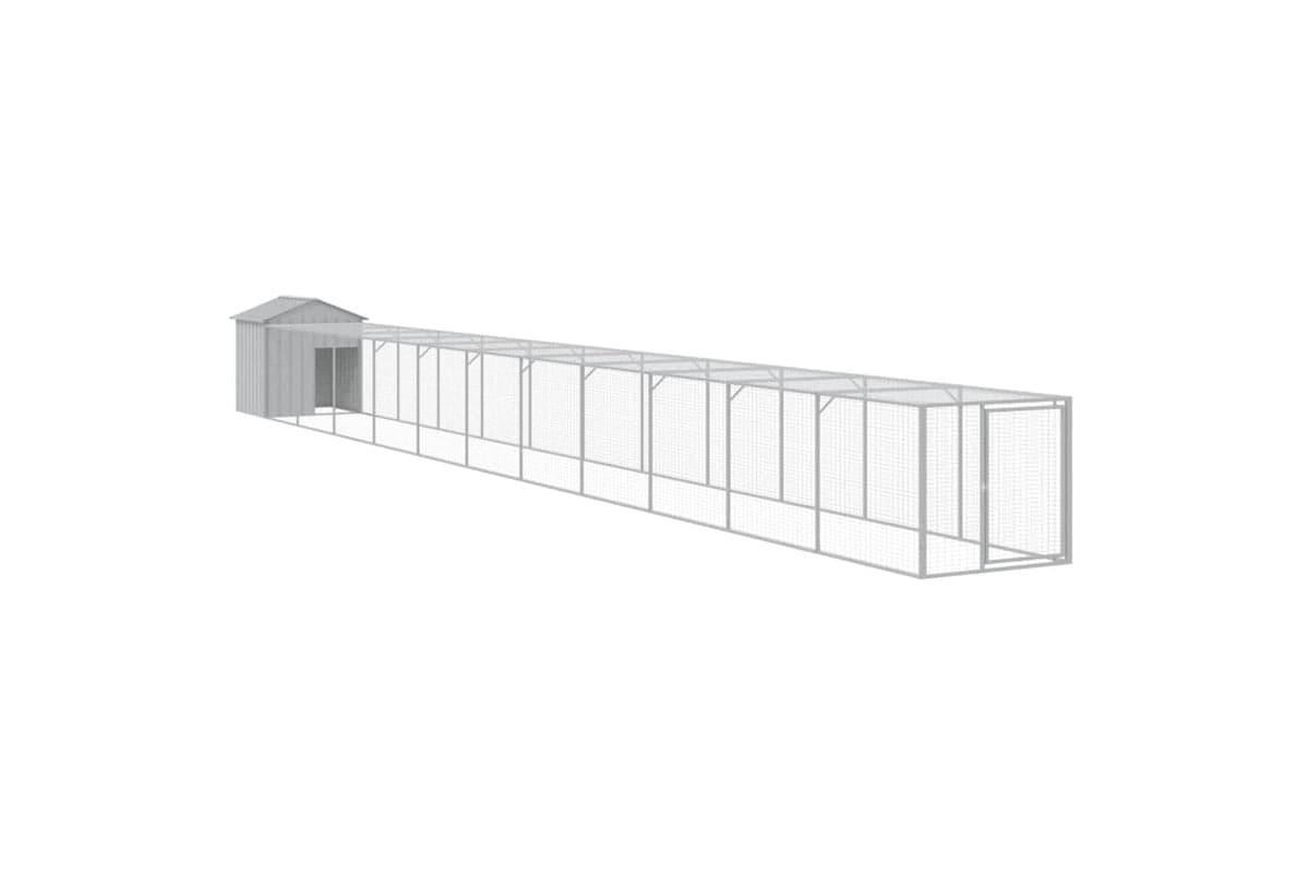 vidaXL 3189078 Chicken Cage With Run Light Grey 117x1221x123cm Galvanised Steel