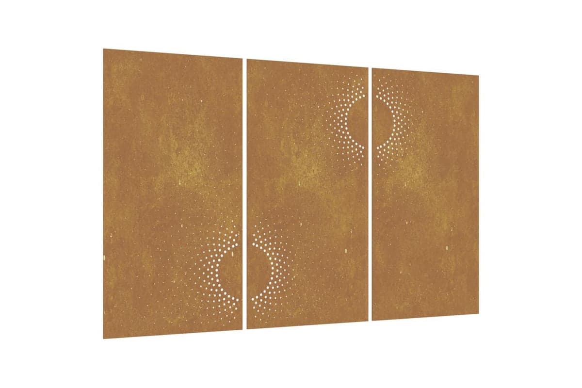 Garden Wall Decorations 3 Pcs 105x55 Cm Corten Steel Sun Design