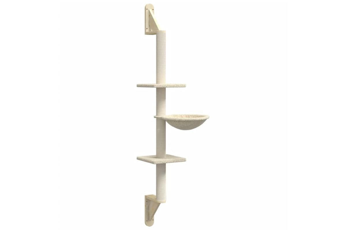 Vidaxl Wall-mounted Cat Tree With Scratching Post Cream 1425 Cm