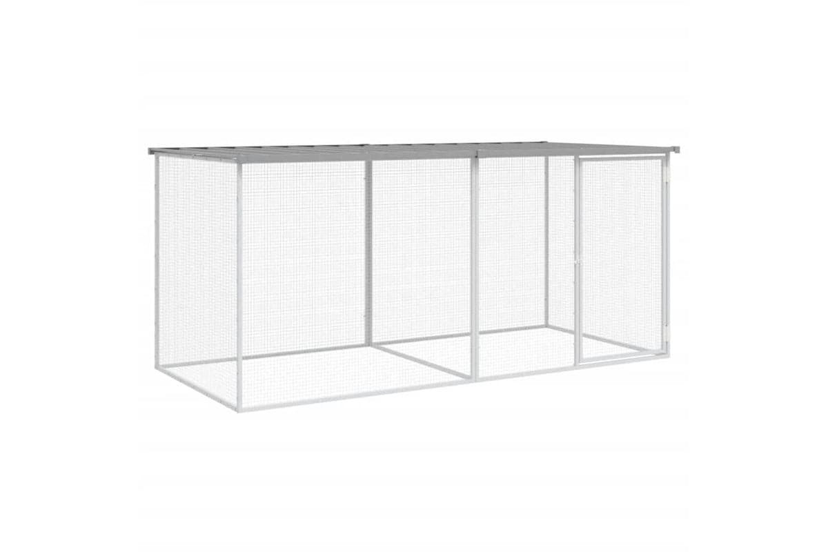 Vidaxl Chicken Cage With Roof Light Grey 203x98x90 Cm Galvanised Steel