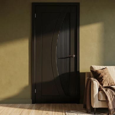 Internal Black Door with Reeded Panel - Pre-Finished - Salerno - XL Joinery