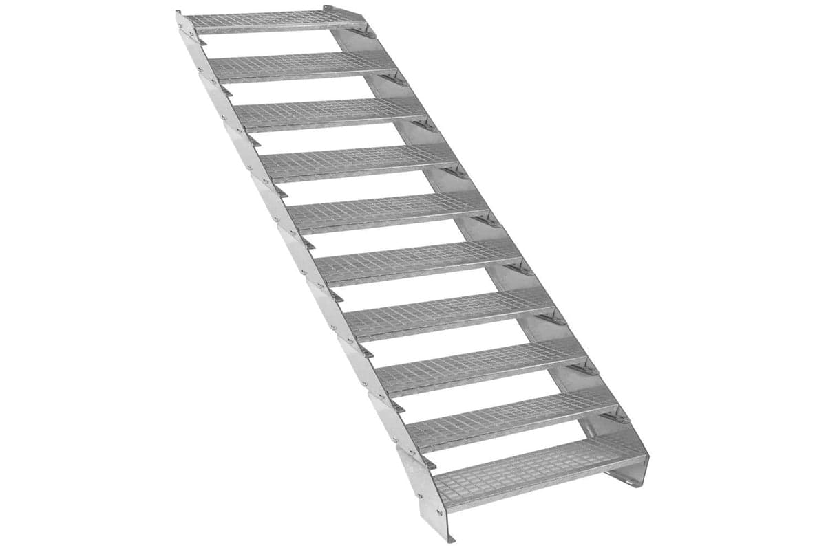 Monstershop Adjustable 10 Section Galvanised Staircase | Silver
