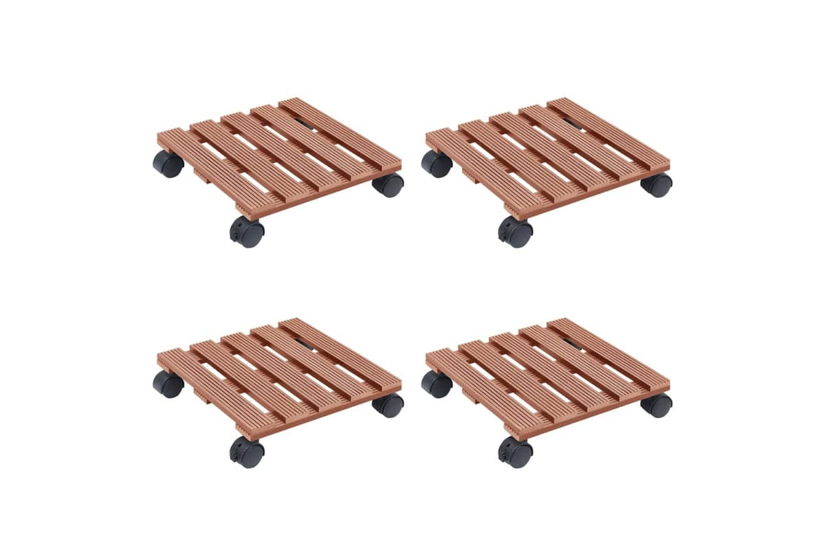 vidaXL 3143927 Plant Trolleys 4 Pcs Brown 30x30x7,5cm Wpc