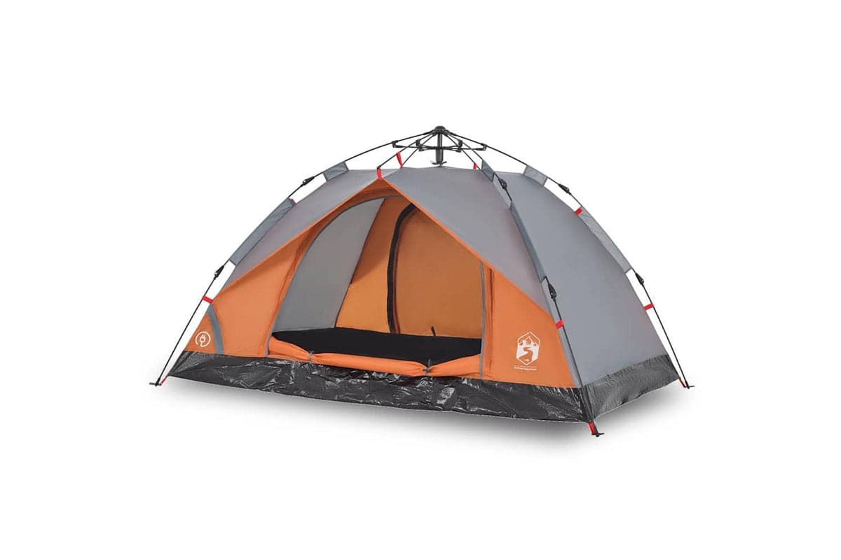 Vidaxl Camping Tent Dome 2-person Grey And Orange Quick Release