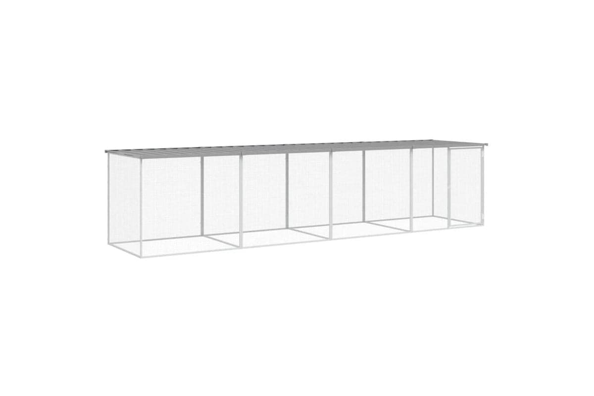 Vidaxl Chicken Cage With Roof Light Grey 403x98x90 Cm Galvanised Steel