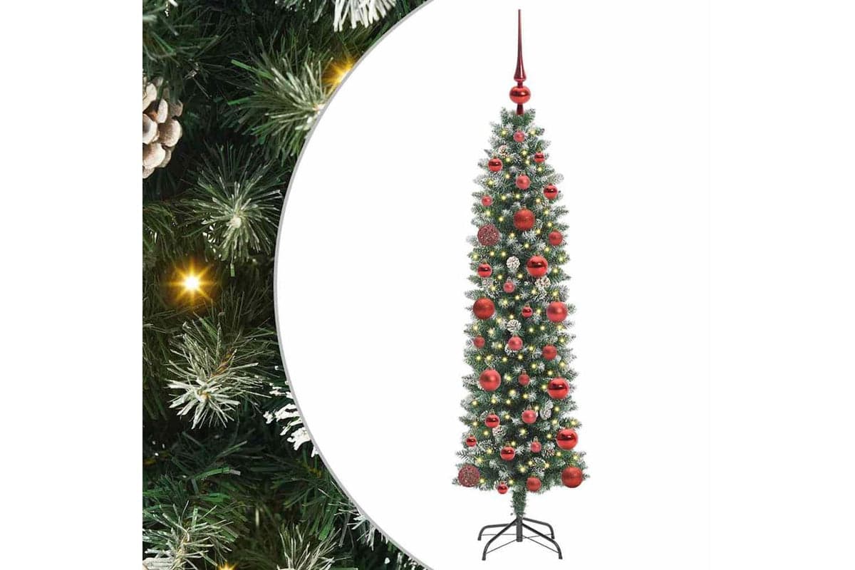 Vidaxl Artificial Slim Christmas Tree Green And White 120 Cm