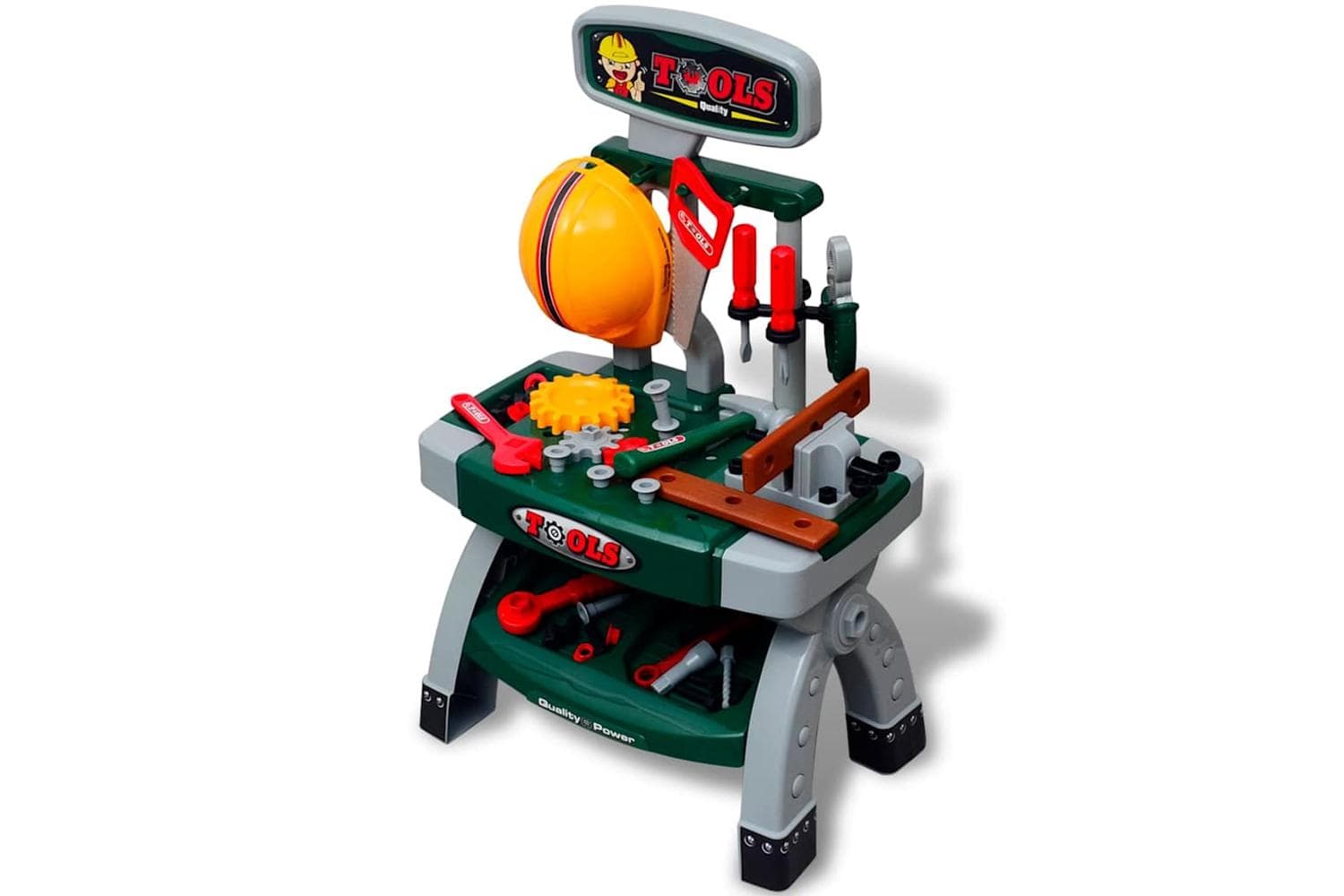 Vidaxl Kids'/children's Playroom Toy Workbench With Tools Green + Grey