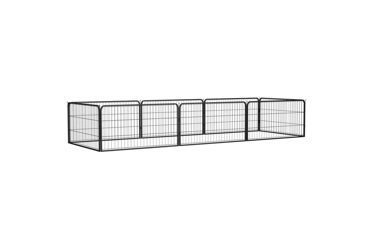 vidaXL 3115967 8-panel Dog Playpen Black 100x50cm Powder-coated Steel