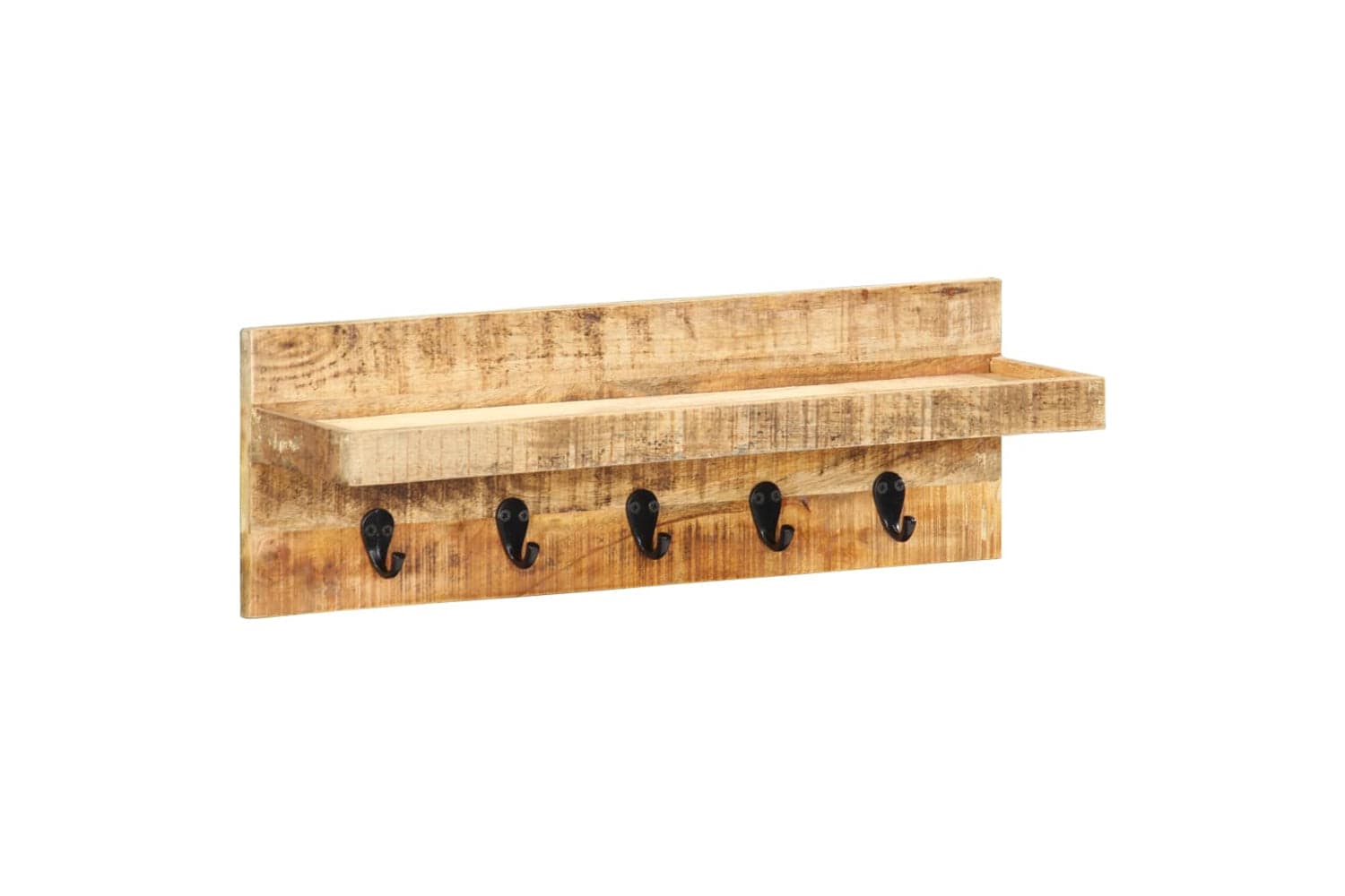 vidaXL 286469 Wall Mounted Coat Rack 60x15x20cm Solid Rough Mango Wood