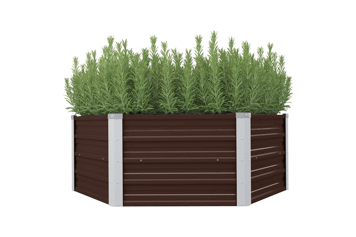 Vidaxl Raised Garden Bed Brown 129x129x46 Cm Galvanised Steel