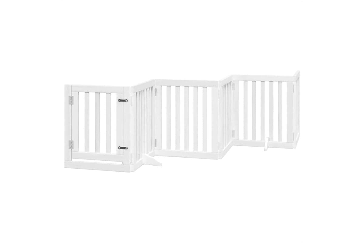 Vidaxl Dog Gate With Door Foldable 6 Panels White 300 Cm Poplar Wood