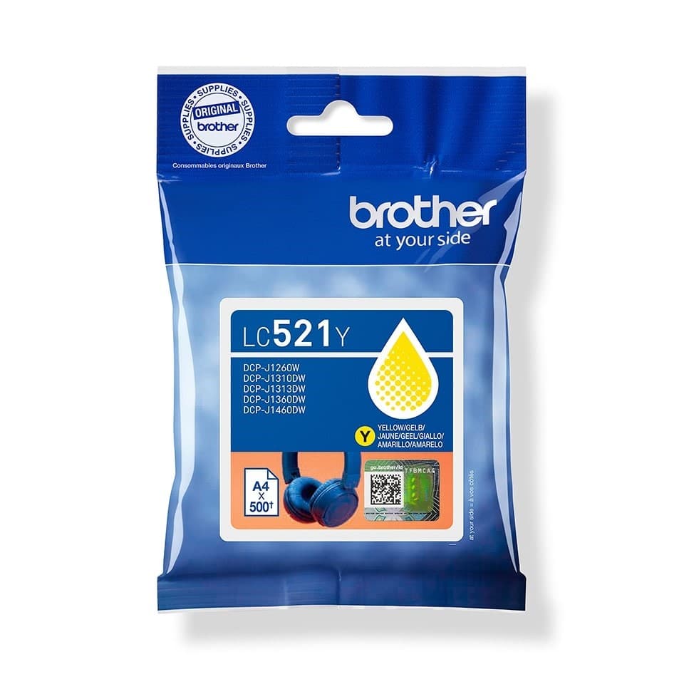 BROTHER Lc-521y Yellow Ink Cartridge...