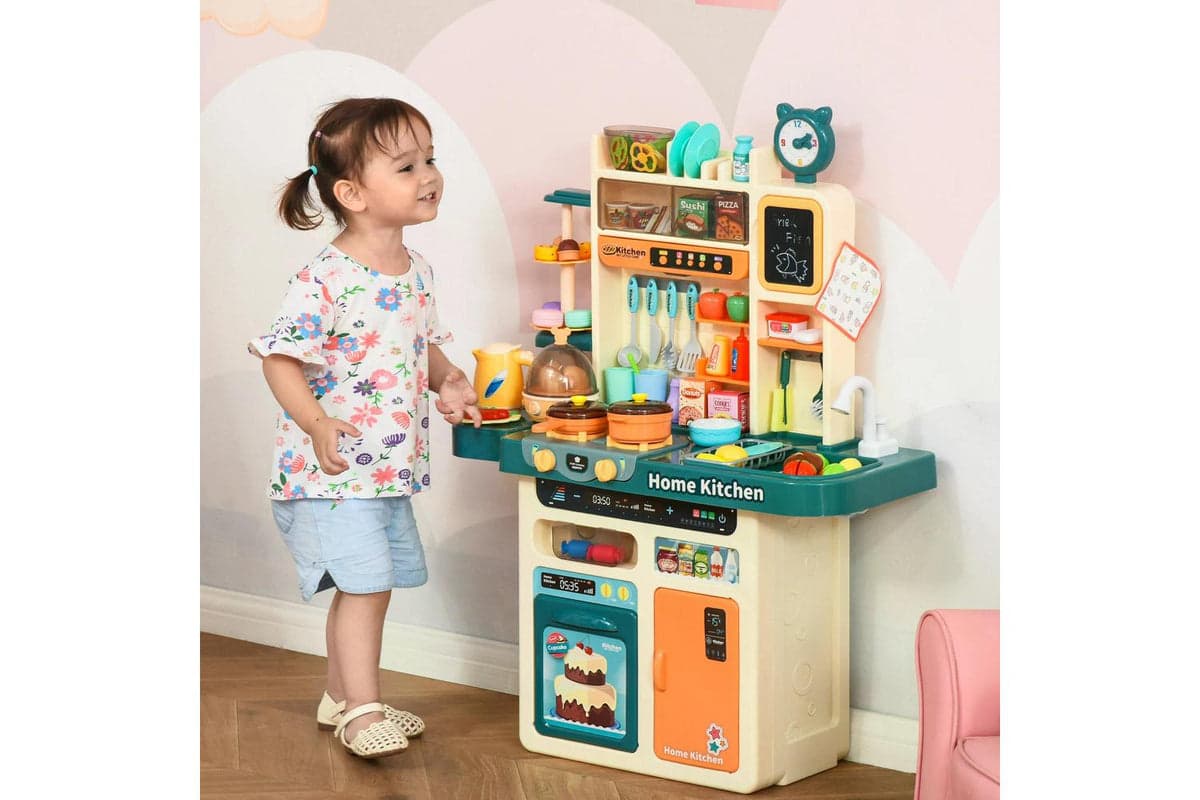 Homcom 350-118 Kids Kitchen Playset | Beige/Green