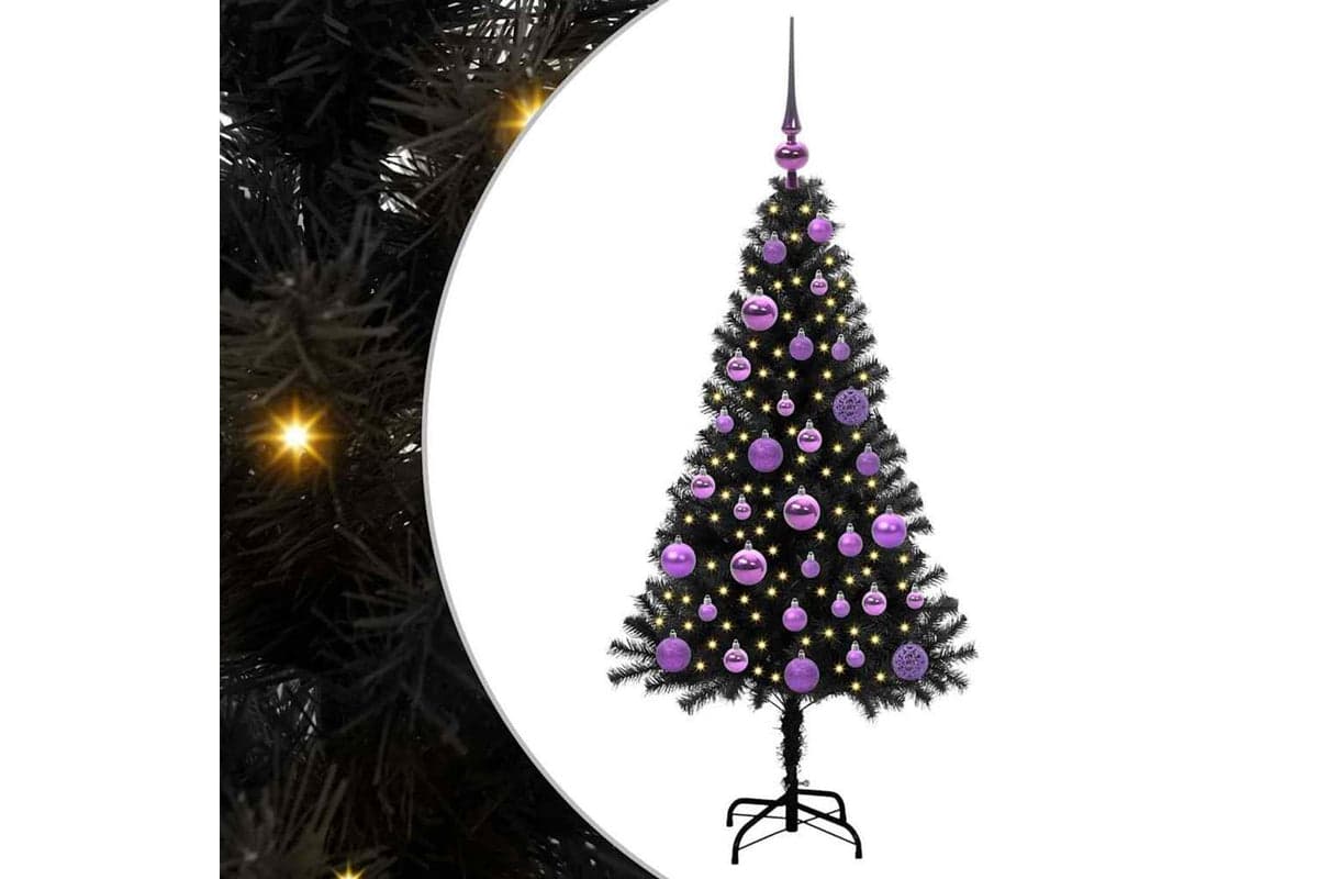 Vidaxl Christmas Tree With 150 Leds With Stand Black 120 Cm Pvc