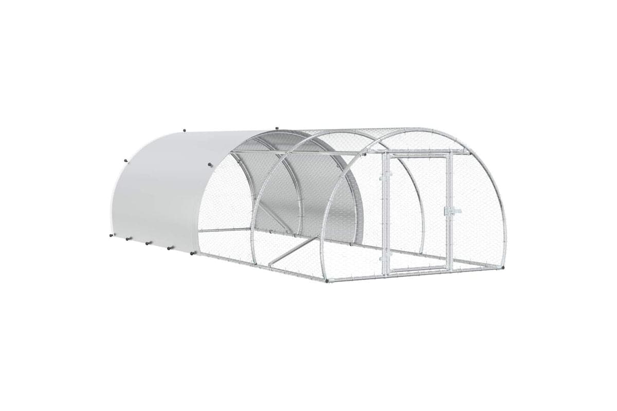 Vidaxl Chicken Coop Silver 400 X 150 X 100 Cm Galvanised Steel