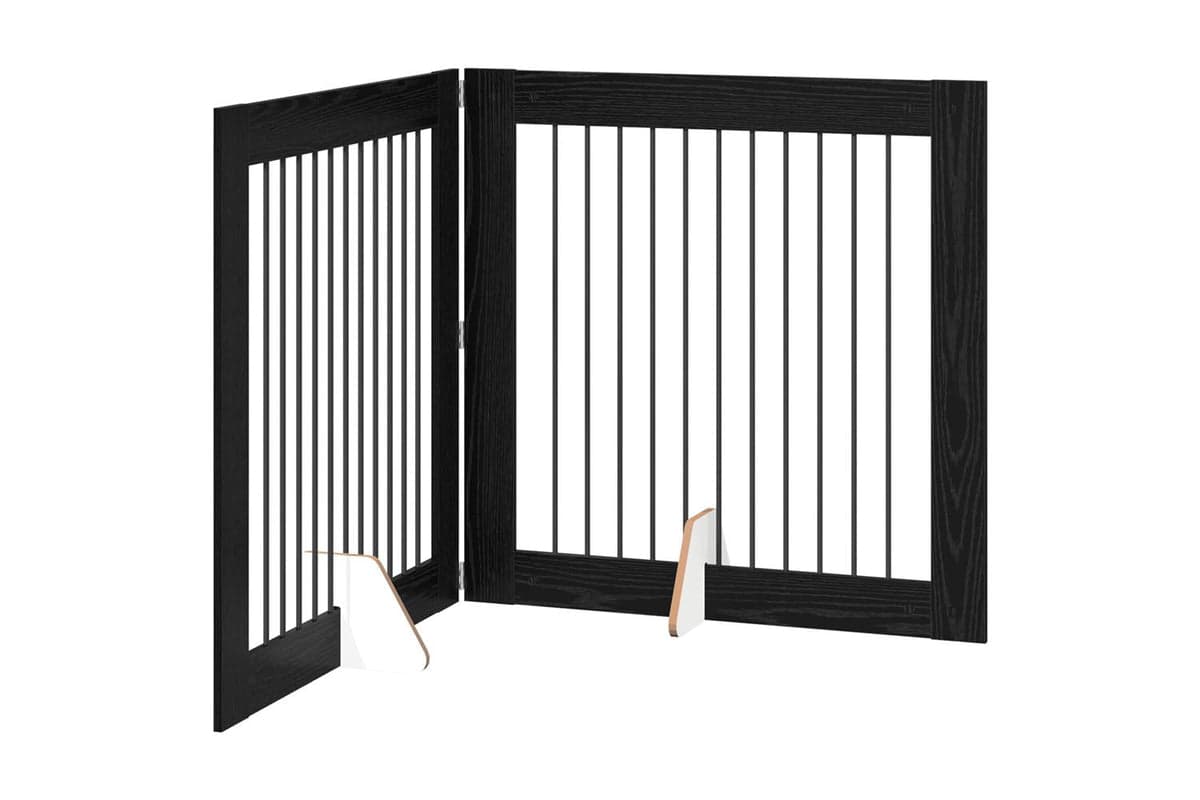 Vidaxl Foldable Dog Gate With Stands 2 Pcs Black Oak 2005 Cm