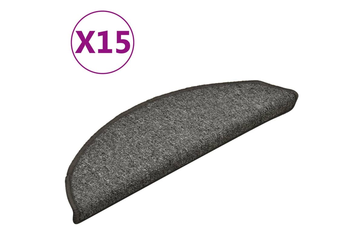 vidaXL 322368 Carpet Stair Treads 15 Pcs Dark Grey 56x17x3cm