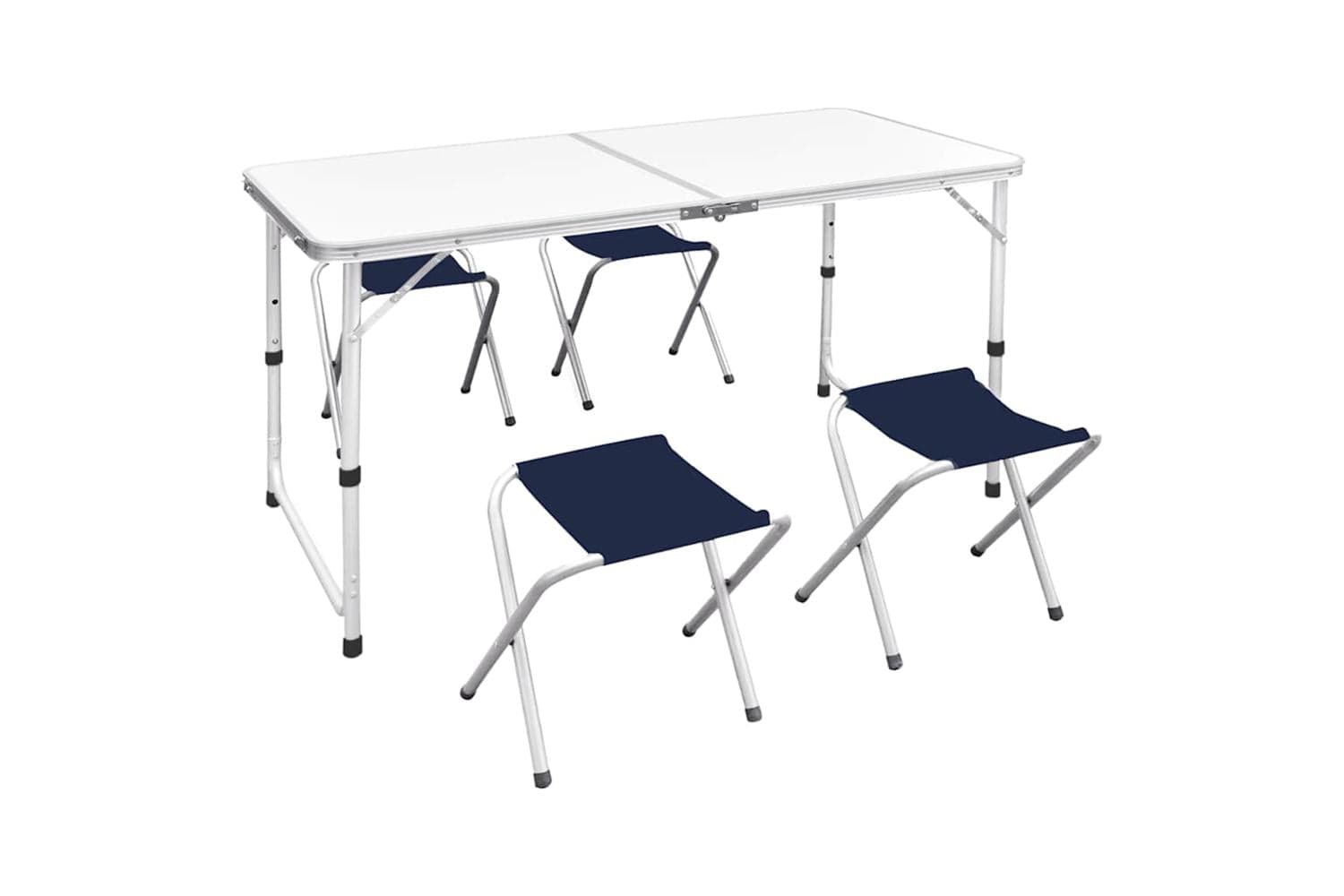 Vidaxl Foldable Camping Table Set With 4 Stools Height Adjustable 120 X 60 Cm