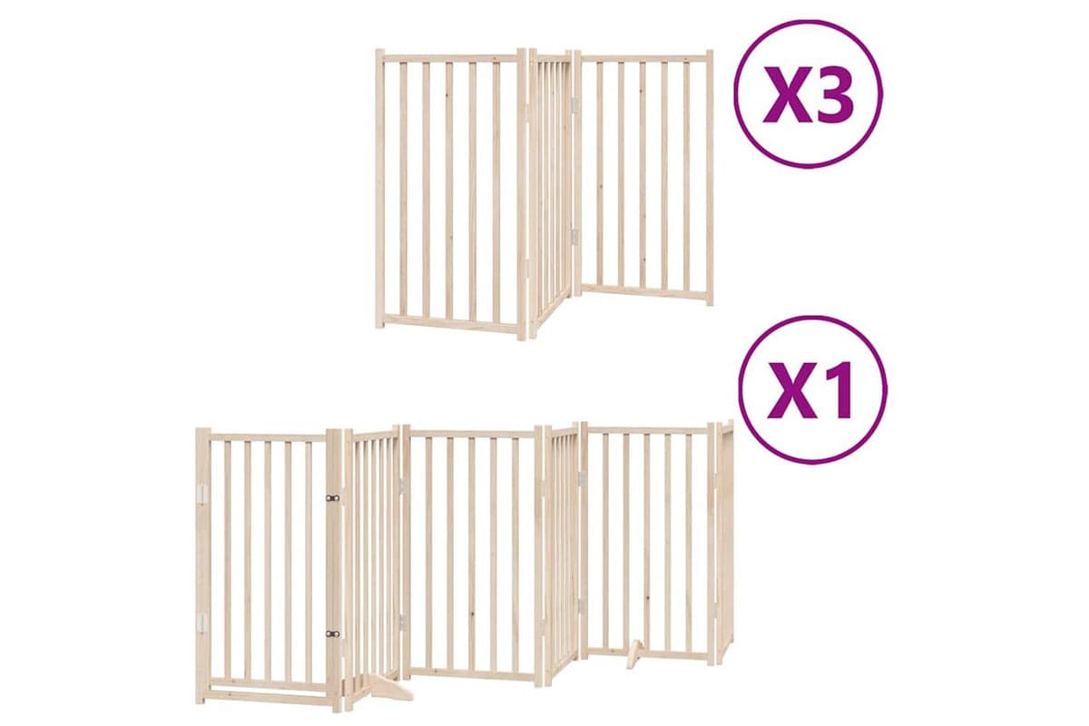 Vidaxl Dog Gate With Door Foldable 15 Panels 750 Cm Poplar Wood
