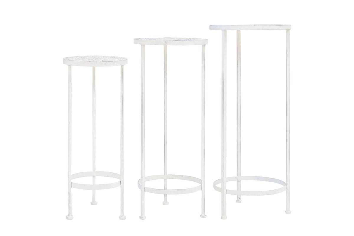 Vidaxl 245937 Plant Stand Set 3 Pieces Vintage Style Metal Antique White