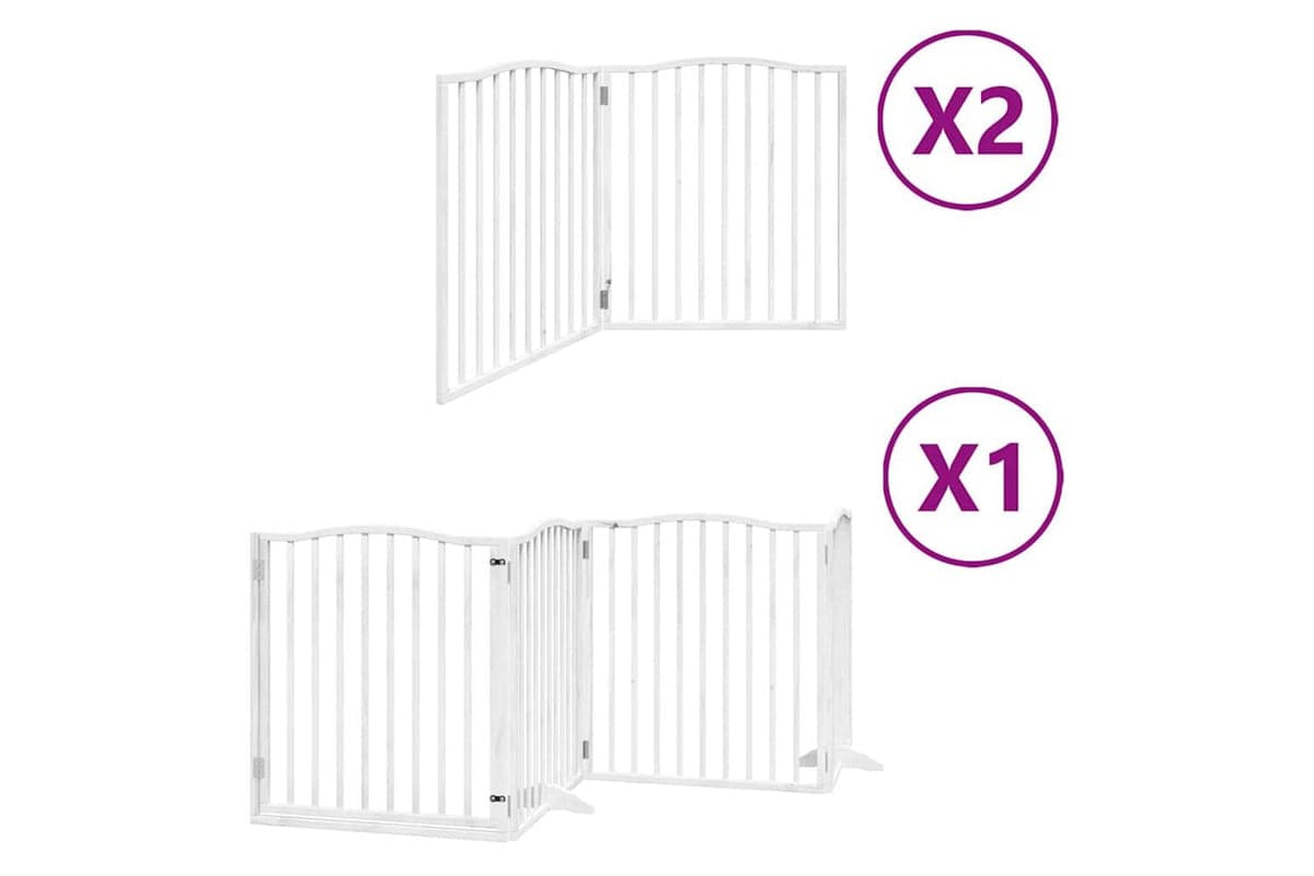Vidaxl Dog Gate With Door Foldable 8 Panels White 640 Cm Poplar Wood