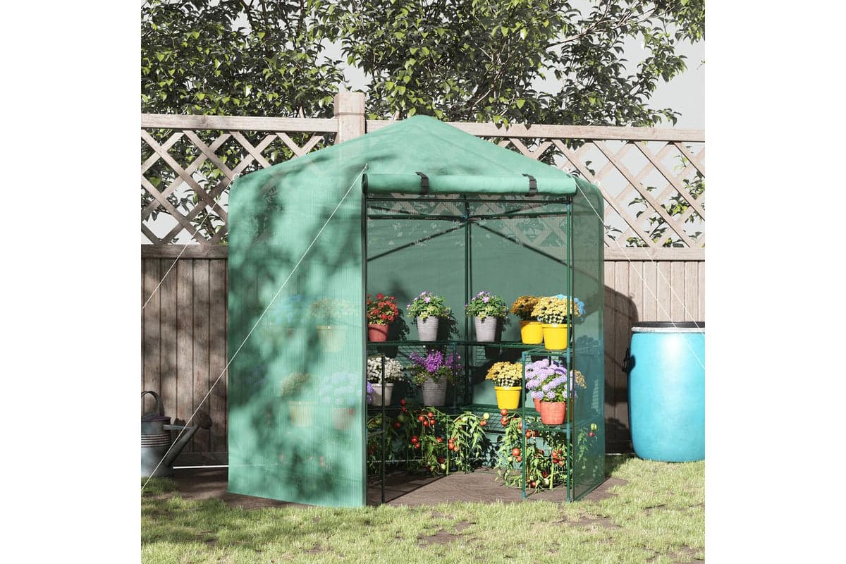Outsunny Hexagon Walk in Greenhouse | Dark Green