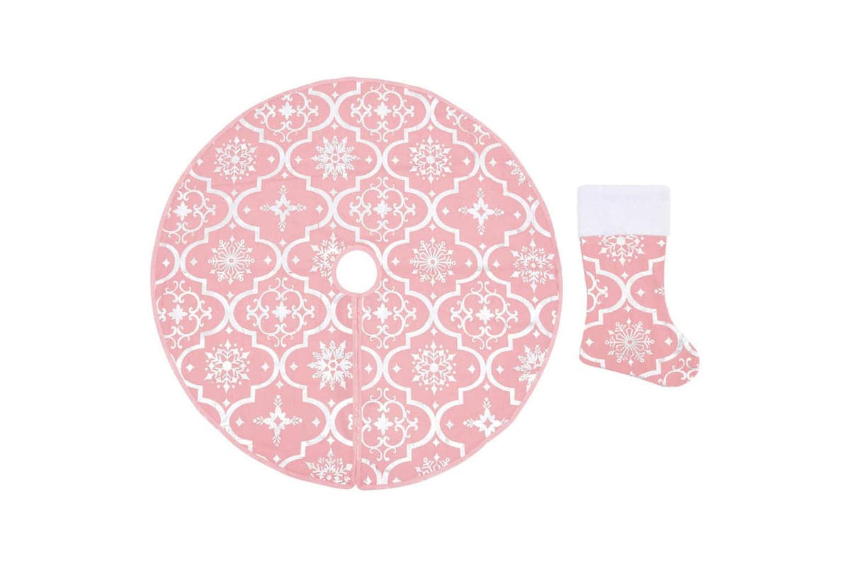 Vidaxl Luxury Christmas Tree Skirt With Sock Pink 150 Cm Fabric