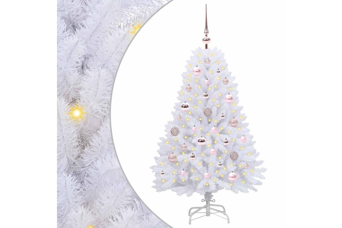 Vidaxl Artificial Hinged Christmas Tree White 120 Cm Pvc And Steel