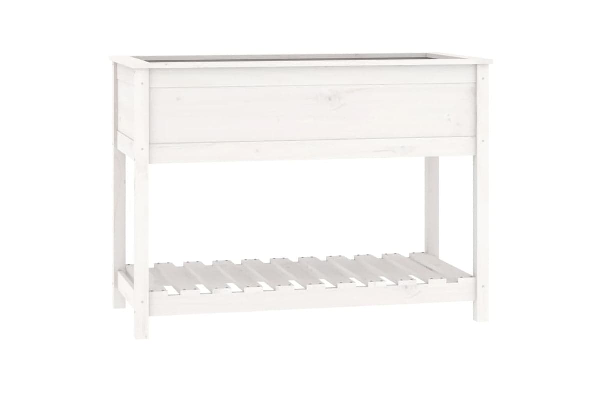 vidaXL 823788 Planter With Shelf White 111.5x54x81cm Solid Wood Pine