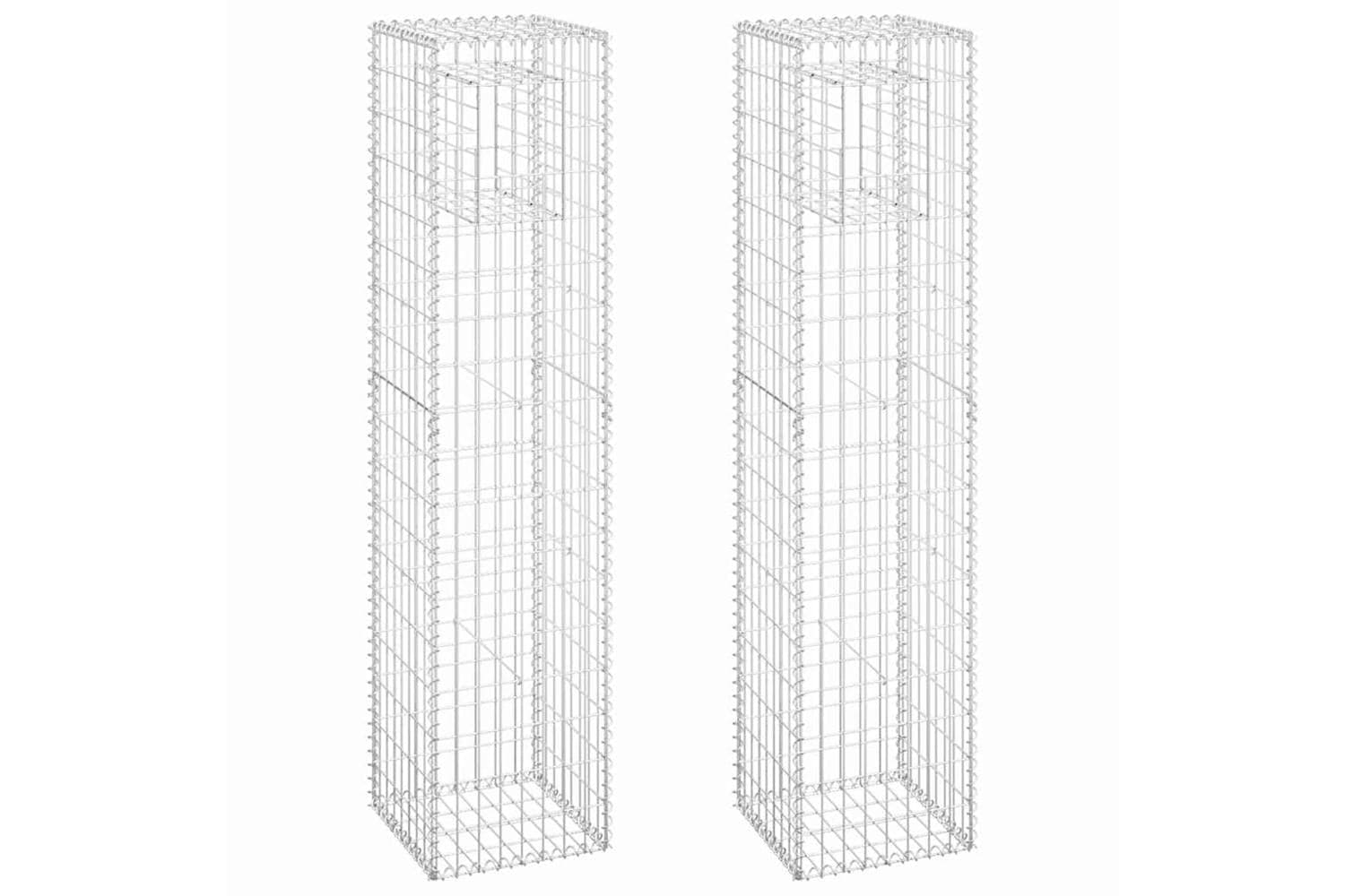 vidaXL 151265 Gabion Basket Posts 2 Pcs 40x40x180cm Iron