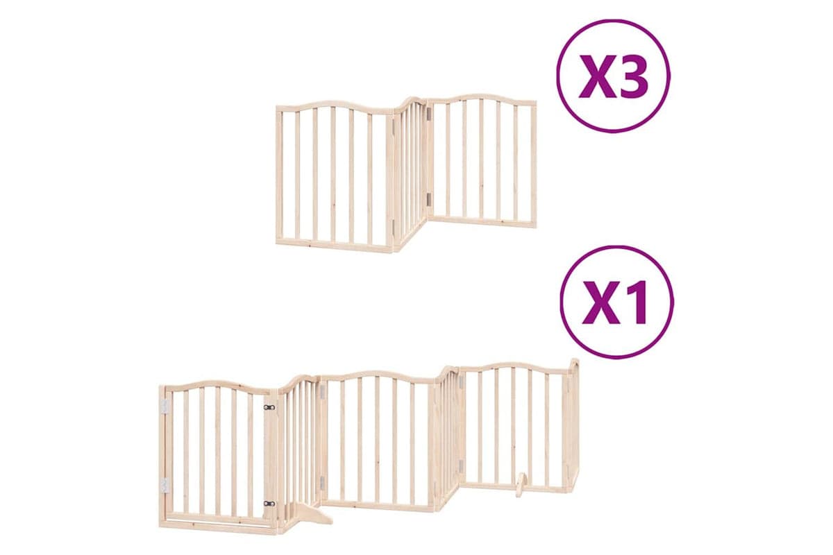 Vidaxl Dog Gate With Door Foldable 15 Panels 750 Cm Poplar Wood
