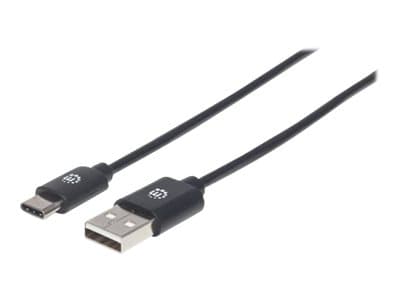 MANHATTAN - USB-C to USB-A Cable, 2m, Male to Male, Black, 480 Mbps (USB 2.0), Hi-Speed USB, Lifetime Warranty, Polybag - USB-C cable - USB-C to USB - 2 m