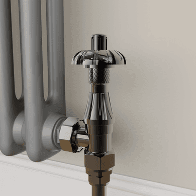 Maesta Black Nickel Traditional TRV Angled Thermostatic Radiator Valves With Lockshield