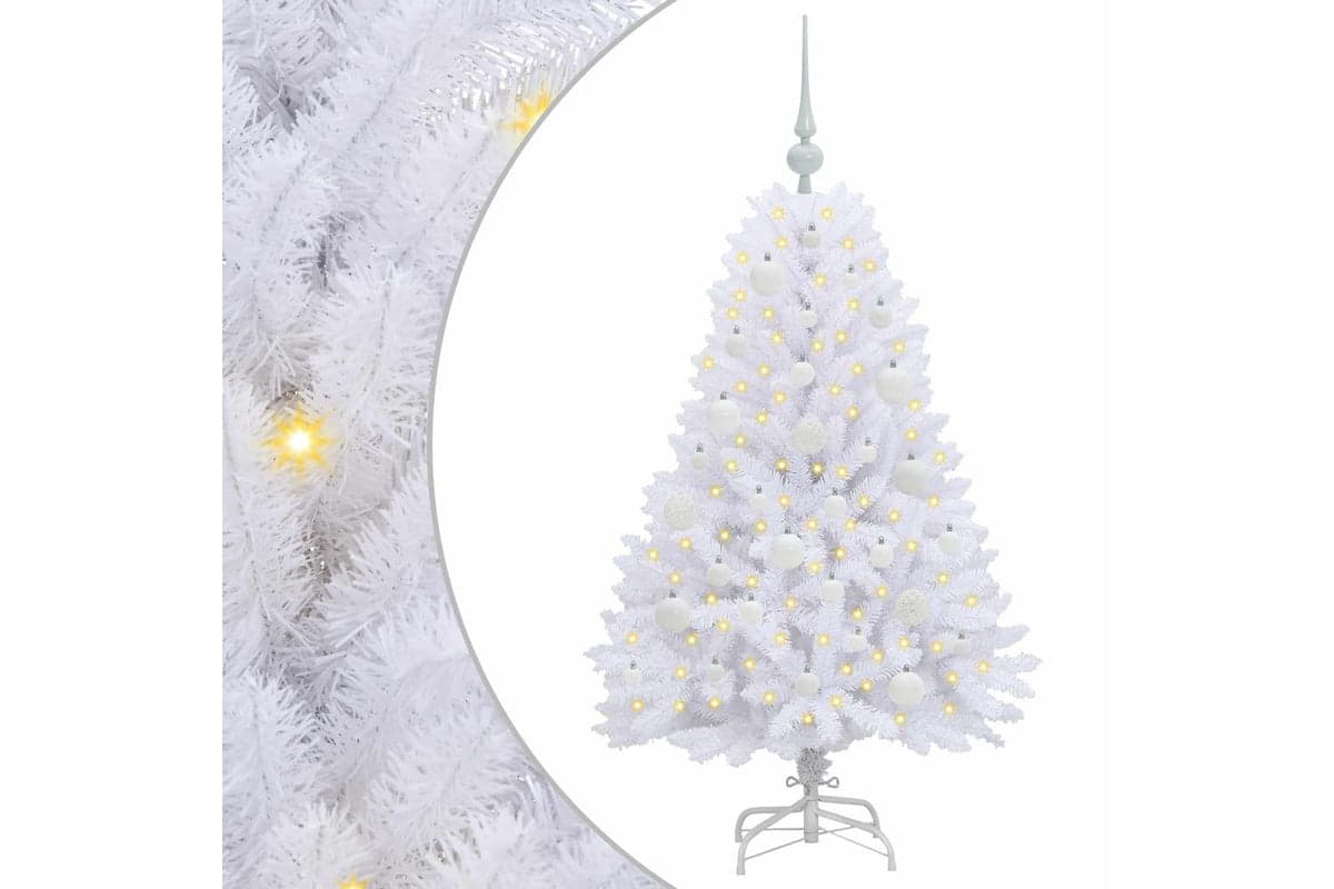 Vidaxl Artificial Hinged Christmas Tree White 120 Cm Pvc And Steel