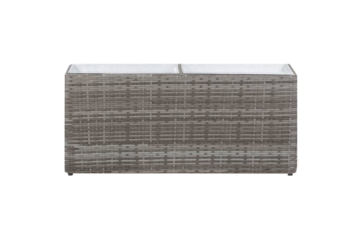 vidaXL 46922 Garden Raised Bed With 2 Pots 90x20x40cm Poly Rattan Grey