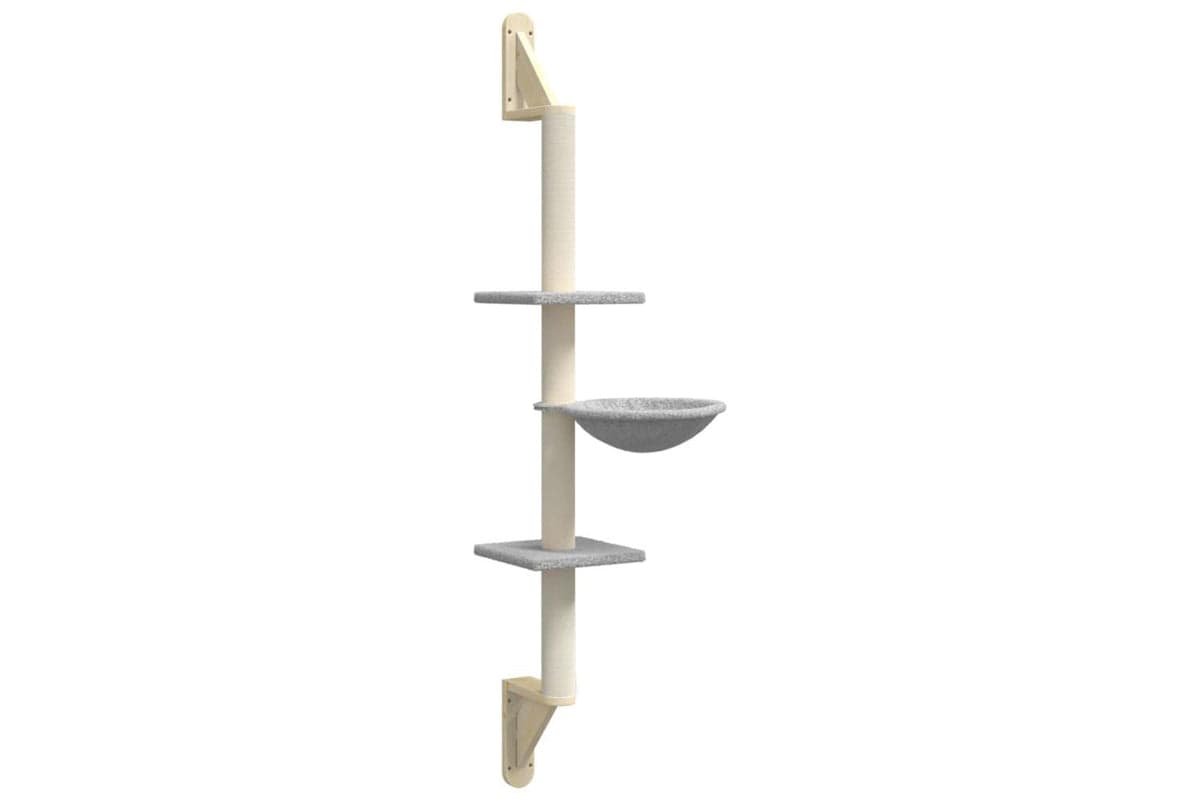 Vidaxl Wall-mounted Cat Tree With Scratching Post Light Grey 1425 Cm