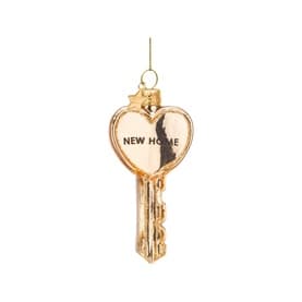 Shiny Gold Key with New Home Glass Tree Decoration 9cm